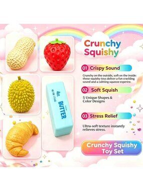 Toys | 5pack Crunchy Squishy Fidget Toys Slow Rising Sensory Stress ...